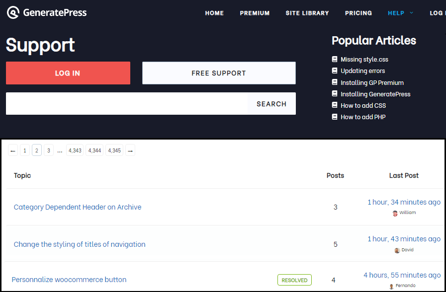 generatepress Premuim Support